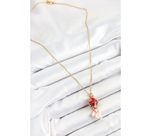 316L Çelik Zincir Kırmızı Balık Model Gold Renk Kadın Kolye