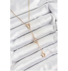 316L Çelik Zirkon Taşlı Yıldız Figürlü Y Model Gold Renk Kadın Kolye