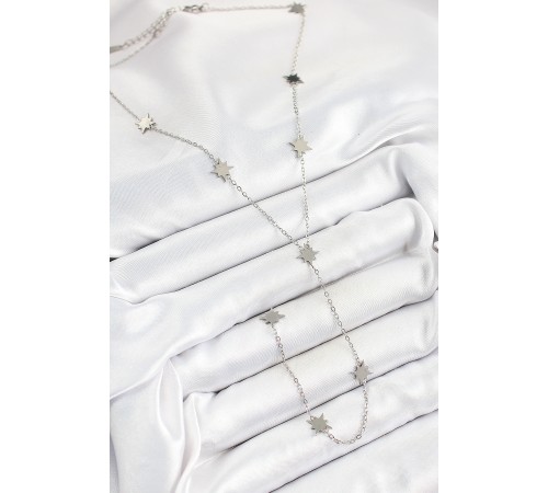 316L Çelik Kutup Yıldızı Figürlü Y Model Gümüş Renk Kadın Kolye