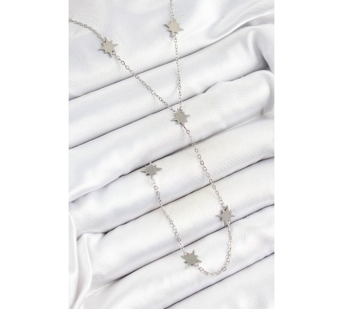 316L Çelik Kutup Yıldızı Figürlü Y Model Gümüş Renk Kadın Kolye