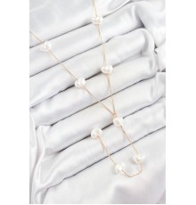 Pirinç İncili Kalp Figürlü Y Model Gold Renk Kadın Kolye