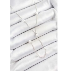 Pirinç İnci Figürlü Y Model Gümüş Renk Kadın Kolye