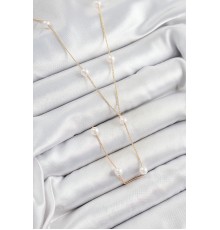 Pirinç İnci Figürlü Y Model Gold Renk Kadın Kolye