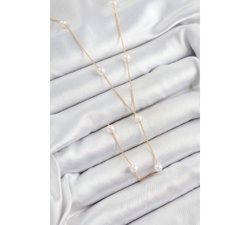 Pirinç İnci Figürlü Y Model Gold Renk Kadın Kolye