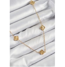 316L Çelik Yonca Model Gold Renk Kadın Kolye