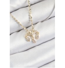 Pirinç Zirkon Taşlı Sallantılı Göz Model Ezme Zincir Gold Renk Kadın Kolye