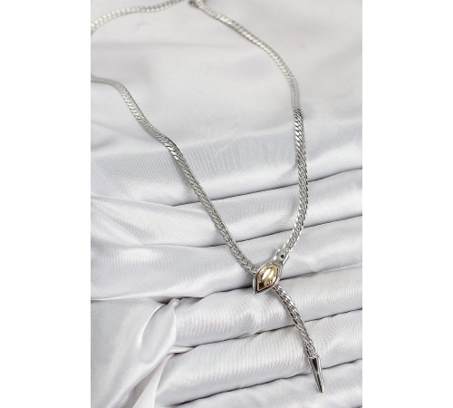 Pirinç Asansörlü Yılan Model Gümüş Renk Kadın Kolye