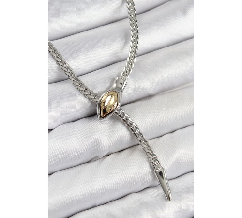 Pirinç Asansörlü Yılan Model Gümüş Renk Kadın Kolye