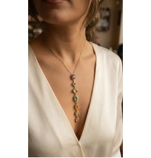 Pirinç Renkli Zirkon Taşlı Model Gold Renk 7 Element Kadın Y Kolye