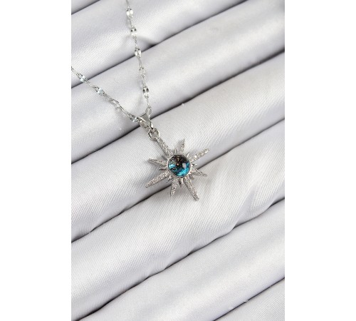 316L Çelik Zirkon Taşlı Kutup Yıldızı Model Gümüş Renk Kadın Kolye