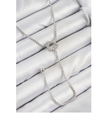 Pirinç Zirkon Taşlı Kalp Model Gümüş Renk  Y Kolye