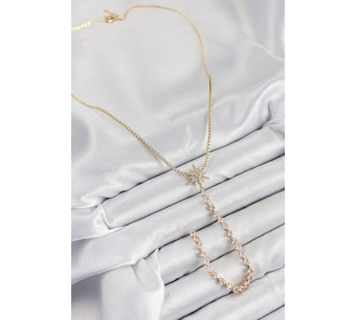 Pirinç Zirkon Taşlı Kutup Yıldızı Model Gümüş Renk Y Kolye