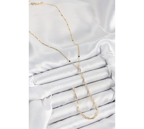 Pirinç Zirkon Taşlı Model Gold Renk Y Kolye