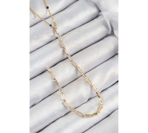 Pirinç Zirkon Taşlı Model Gold Renk Y Kolye