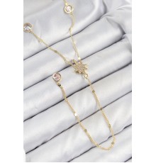Pirinç Zirkon Taşlı Kutup Yıldızı Model Gold Renk Y Kolye