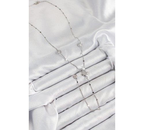 Pirinç Zirkon Taşlı Kutup Yıldızı Model Gümüş Renk Y Kolye