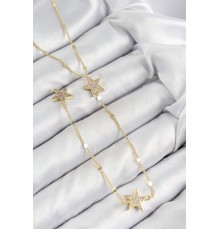 Pirinç Zirkon Taşlı Yıldız Model Gold Renk Y Kolye