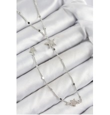 Pirinç Zirkon Taşlı Yıldız Model Gümüş Renk Y Kolye