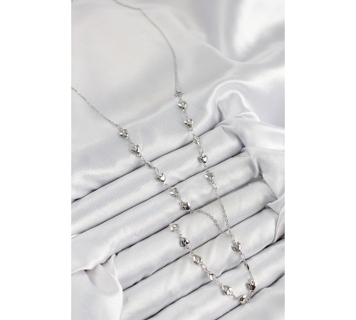 Pirinç Zirkon Taşlı Kalp Model Gümüş Renk Y Kolye