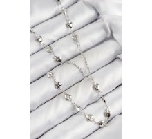 Pirinç Zirkon Taşlı Kalp Model Gümüş Renk Y Kolye