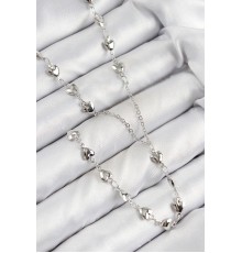 Pirinç Zirkon Taşlı Kalp Model Gümüş Renk Y Kolye