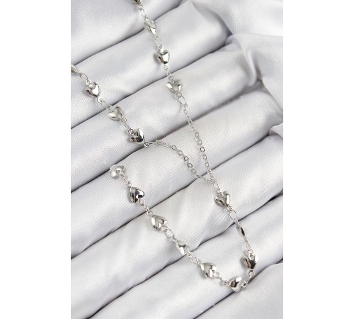 Pirinç Zirkon Taşlı Kalp Model Gümüş Renk Y Kolye