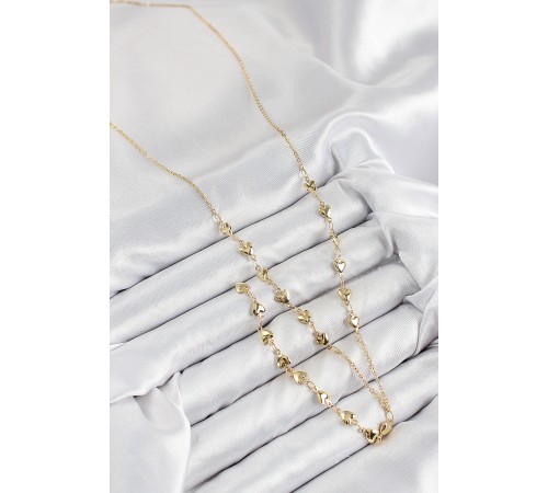 Pirinç Zirkon Taşlı Kalp Model Gold Renk Y Kolye