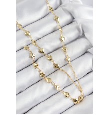 Pirinç Zirkon Taşlı Kalp Model Gold Renk Y Kolye