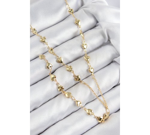 Pirinç Zirkon Taşlı Kalp Model Gold Renk Y Kolye