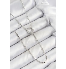 Pirinç Zirkon Taşlı Ezme Zincirli Kalp Model Gümüş Renk Y Kolye