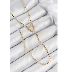 Pirinç Zirkon Taşlı Ezme Zincirli Kalp Model Gold Renk Y Kolye