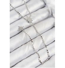 Pirinç Zirkon Taşlı Ezme Zincirli Kutup Yıldızı Model Gümüş Renk Y Kolye