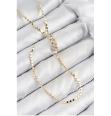 Pirinç Zirkon Taşlı Ezme Zincirli Model Gold Renk Y Kolye