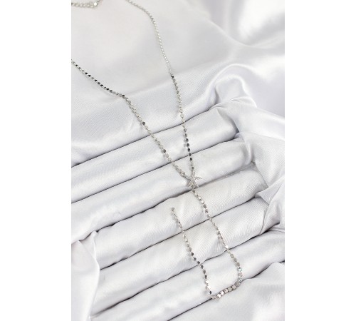 Pirinç Zirkon Taşlı Ezme Zincirli Deniz Yıldızı Model Gümüş Renk Y Kolye