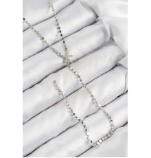 Pirinç Zirkon Taşlı Ezme Zincirli Deniz Yıldızı Model Gümüş Renk Y Kolye