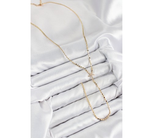 Pirinç Zirkon Taşlı Ezme Zincirli Deniz Yıldızı Model Gold Renk Y Kolye