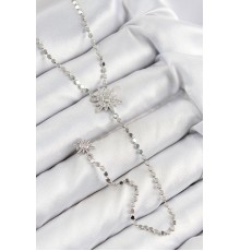 Pirinç Zirkon Taşlı Ezme Zincirli Kutup Yıldızı Model Gümüş Renk Y Kolye