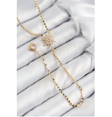 Pirinç Zirkon Taşlı Ezme Zincirli Kutup Yıldızı Model Gold Renk Y Kolye