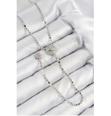 Pirinç Zirkon Taşlı Ezme Zincirli Madalyon Model Gümüş Renk Y Kolye