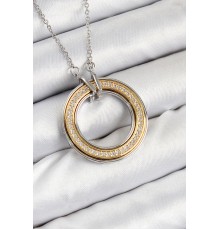 316L Çelik Zirkon Taşlı Dönen Daire Model Gold Ve Gümüş Renk Kadın Kolye