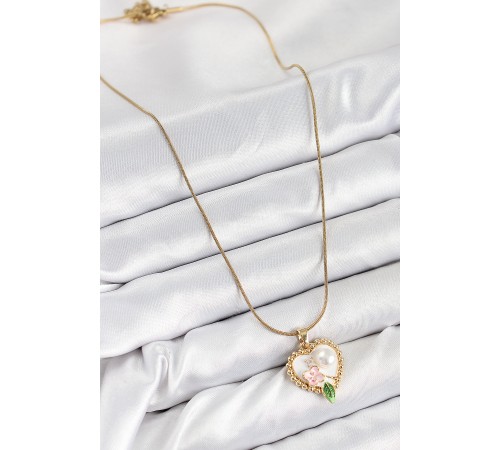 316L Çelik Sanatsal Portre Model Gold Renk Kadın Kolye