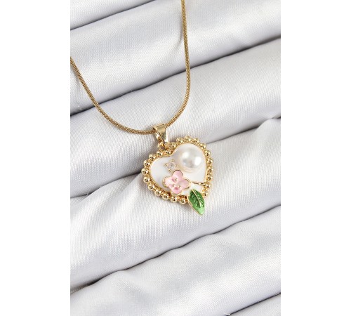 316L Çelik Sanatsal Portre Model Gold Renk Kadın Kolye