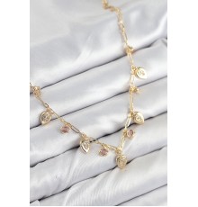 Pirinç Zirkon Taşlı Sallantılı Damla Model Gold Renk Kadın Kolye