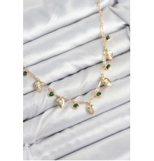 Pirinç Zirkon Taşlı Sallantılı Damla Model Gold Renk Kadın Kolye