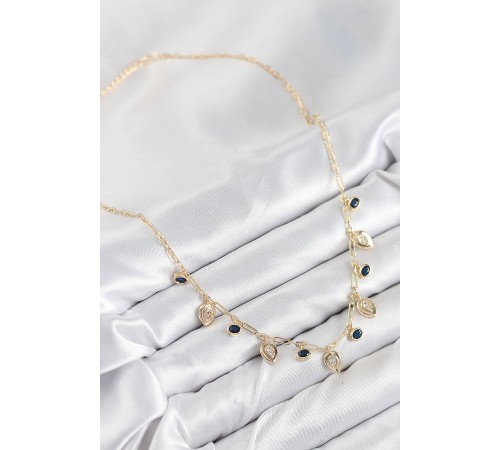 Pirinç Zirkon Taşlı Sallantılı Damla Model Gold Renk Kadın Kolye