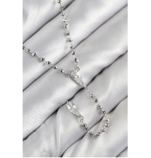 Pirinç Zirkon Taşlı Gümüş Renk Kadın Y Kolye