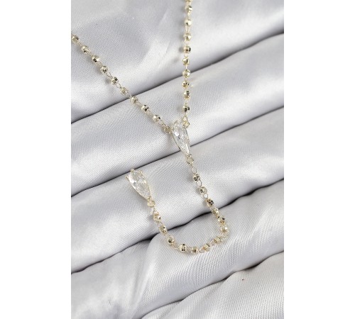 Pirinç Zirkon Taşlı Gold Renk Kadın Y Kolye