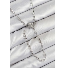 Pirinç Zirkon Taşlı Yonca Model Gümüş Renk Kadın Y Kolye