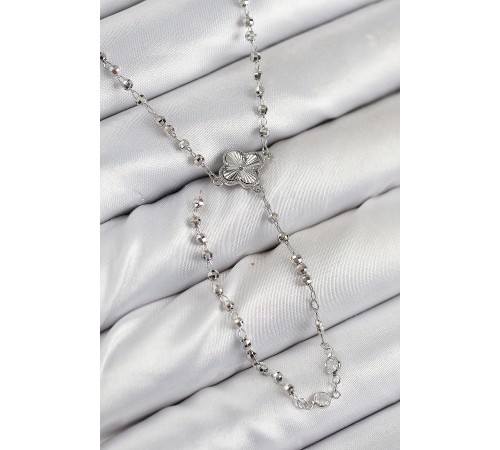 Pirinç Zirkon Taşlı Yonca Model Gümüş Renk Kadın Y Kolye