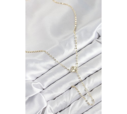 Pirinç Zirkon Taşlı Yonca Model Gold Renk Kadın Y Kolye